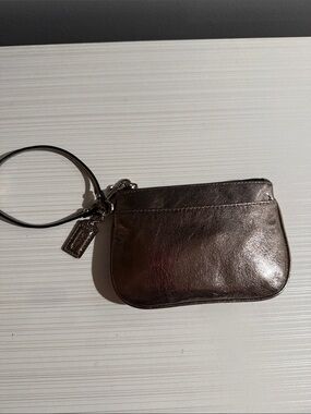 Coach mini zip wallet, metallic bronze